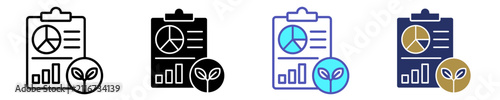 Sustainability Report Icon Set Multiple Style Collection