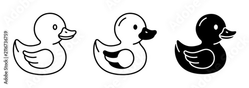 Fotografie 3 Rubber Duck Icons, Outline and Silhouette, for Bath Time and Play