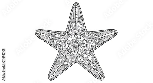 Intricate Starfish Illustration - Detailed Marine Life Line Art