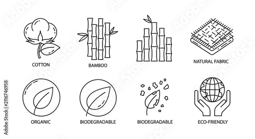 Eco friendly sustainable living symbols collection.