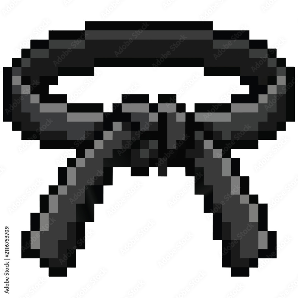 Fototapeta premium Pixel Art Black Belt Icon Symbolizes Martial Arts Achievement