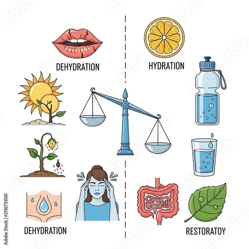 Balance between hydration and dehydration effects on skin.