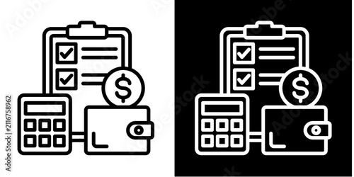 Budget Management Icon Set White Style Collection