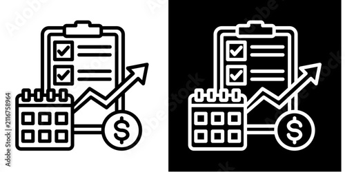 Financial Planning Icon Set White Style Collection
