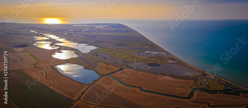 фотографія Camber Sands Aerial View After Sunrise Along the East Sussex Coast England