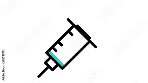 Animated medical syringe needle icon for vaccine injection and healthcare treatment