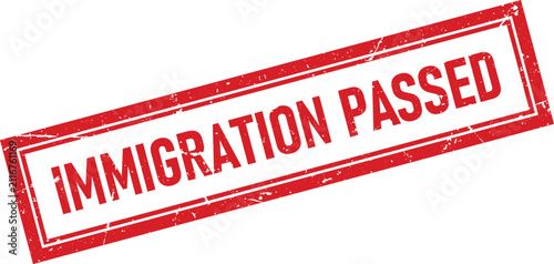 Quadro su tela Red rubber stamp impression reading Immigration Passed for border control custom