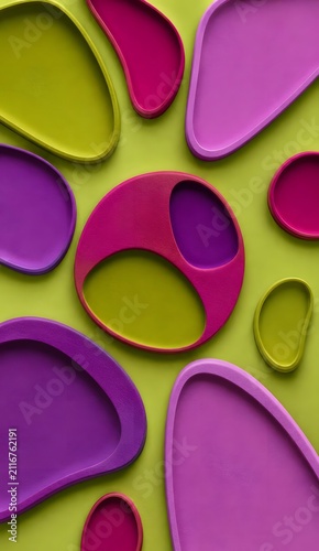 Modern Abstract Mobile Wallpaper with Purple, Pink and Green Colorful Geometric Shapes
