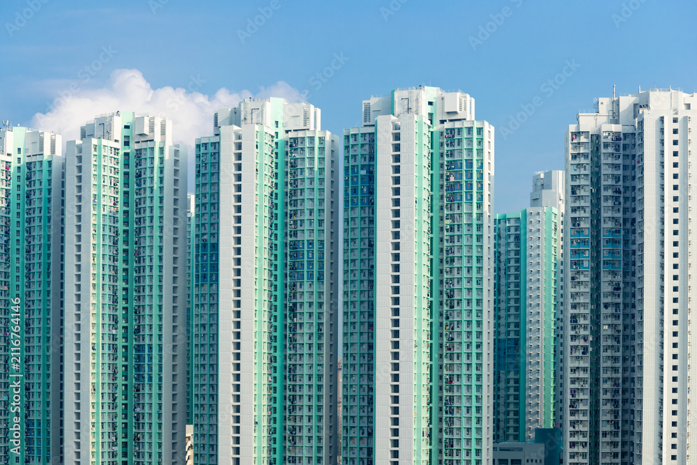 Obraz premium Dense residential urban buildings in Hong Kong