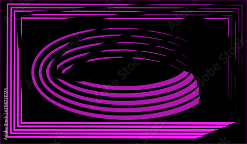 Concentric purple ellipses and rectangular frame on black background