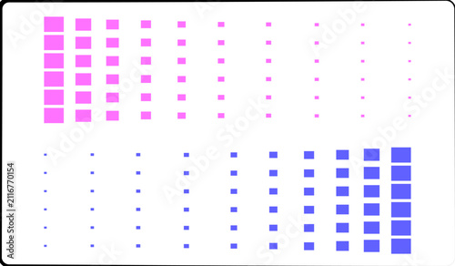 Принти на полотні Pink and blue gradient square grid pattern on a white background