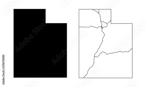 Utah State Border With Interstate Highway Lines