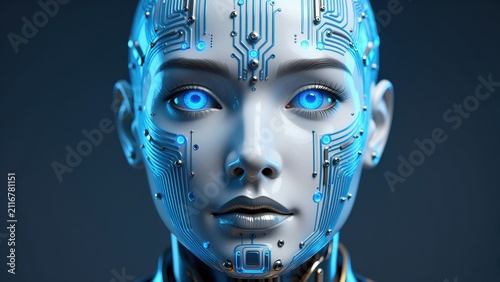 Futuristic Female Robot with LED Lighting