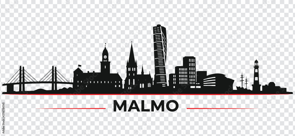 Naklejka premium Malmo sweden city skyline silhouette vector illustration