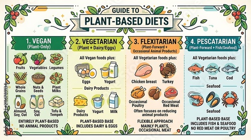 Infographic guide explaining different types of plant based diets