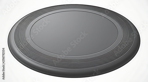 Black aerodynamic flying disc for outdoor sports on white backdrop