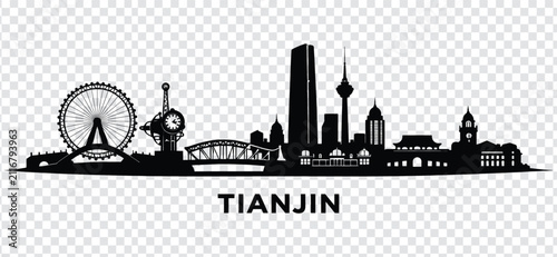 Fotografie Tianjin skyline silhouette