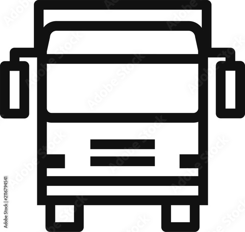Truck lorry freight transport vehicle front view outline icon in minimalist style