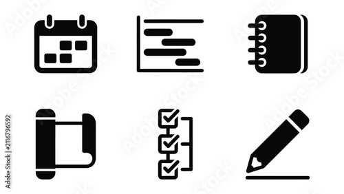 Digital planning project management and productivity icons collection