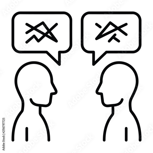 Miscommunication problem between two people during conversation icon