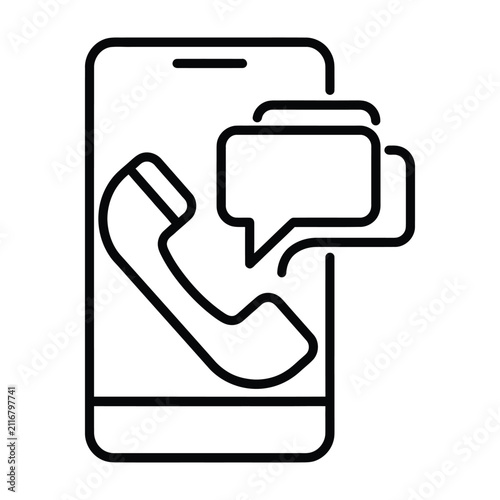 Mobile communication icon showing smartphone telephone and text messages
