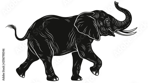 Foto Detailed Elephant Silhouette Vector Illustration
