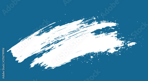 Canvastavla White brush strokes isolated on blue background. Vector eps10
