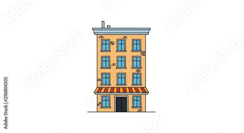 Colorful illustration of a building.