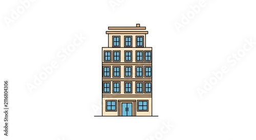 Colorful illustration of a building facade.