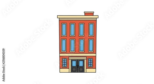 Colorful illustration of a building facade.