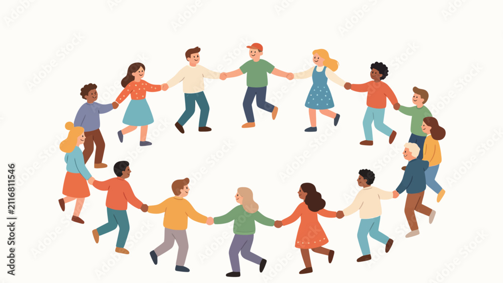 Fototapeta premium Diverse group of people holding hands in a circle