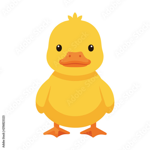 фотографія Cute Yellow Duckling Cartoon Character Illustration.