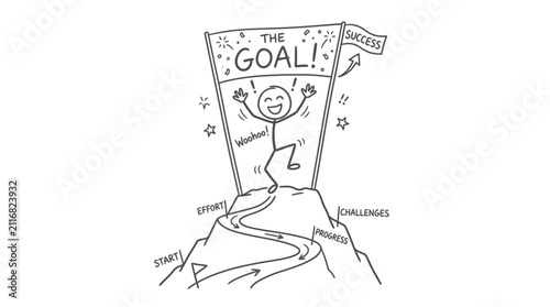 Person reaching the goal at end of path.