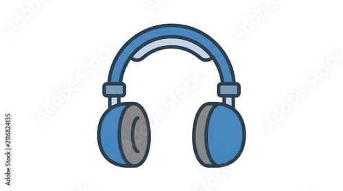Blue Headphones Isolated on White Background.