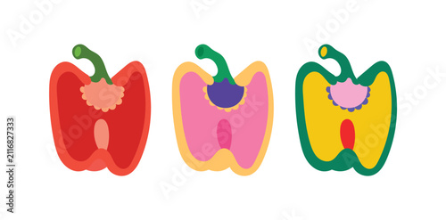 Bild auf Leinwand Illustration bell pepper spicy retro bold unique abstract isolated