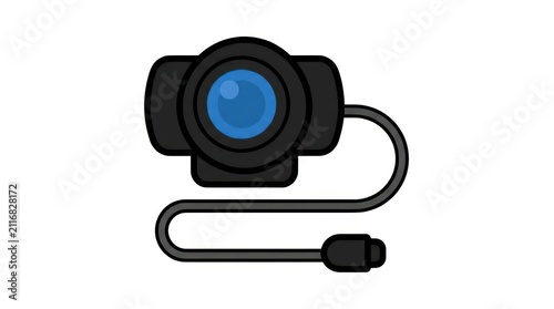 Webcam with microphone and cable.