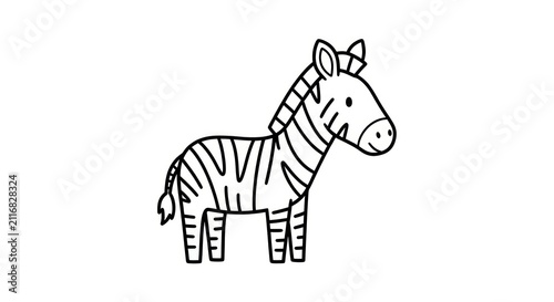Zebra Black and White Line Art.