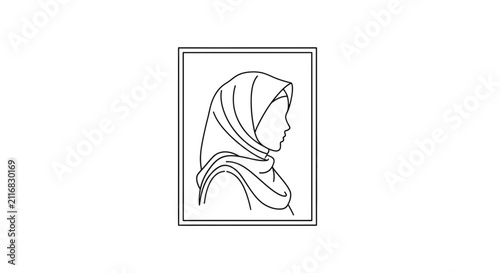 Minimalist Muslim Woman Silhouette Icon Vector Art