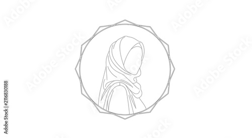 Minimalist Muslim Woman Silhouette with Geometric Frame