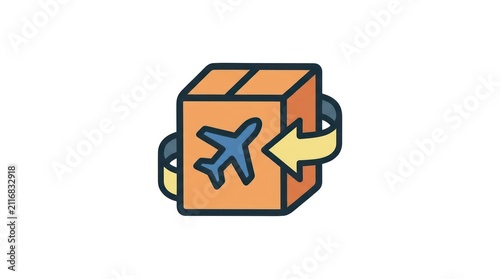 Shipping parcel with airplane symbol.