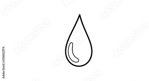 Simple Black Outline Water Drop Icon.