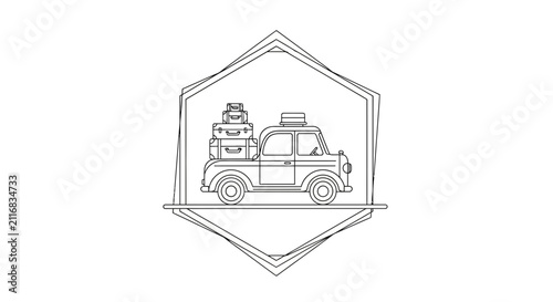 Travel truck with luggage on top