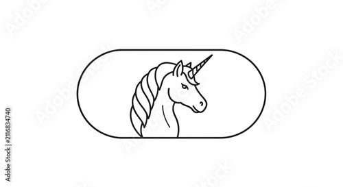 Unicorn head emblem vector, stylized fantasy horse illustration