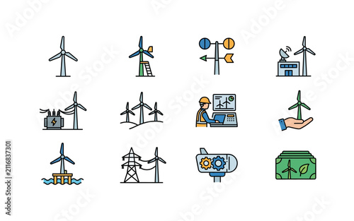 Wind energy and renewable technology icons