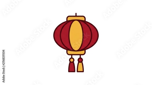 Traditional Chinese Red Lantern Icon.