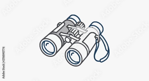 Quadro su tela Classic Binoculars Illustration for Outdoor Exploration.