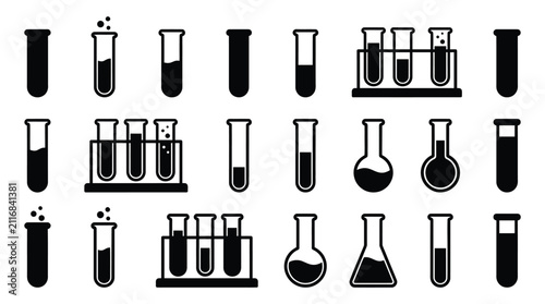 Bild auf Leinwand Laboratory glassware silhouettes on a white background