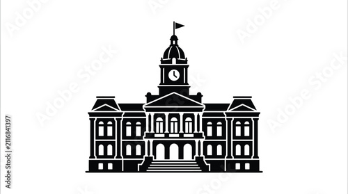 Konstfotografi Government building silhouette against a white background architectural illustra