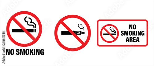 No smoking and no vaping regulatory sign icons with e cigarette prohibited restriction cigarette e regulations forbidden compliance isolated illustration environmental healthcare