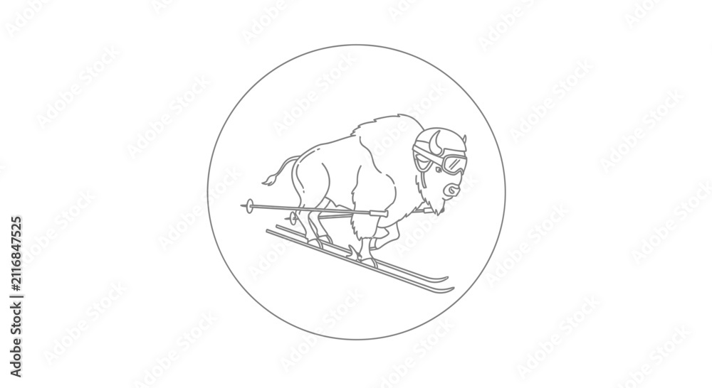 Obraz premium yeti skiing down mountain